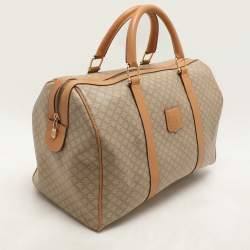 Celine Beige/Tan Coated Canvas Vintage Triomphe Duffel Bag