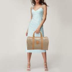 Celine Beige/Tan Coated Canvas Vintage Triomphe Duffel Bag