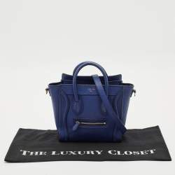 Celine Blue Leather Nano Luggage Tote