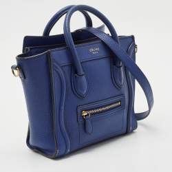 Celine Blue Leather Nano Luggage Tote