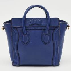 Celine Blue Leather Nano Luggage Tote