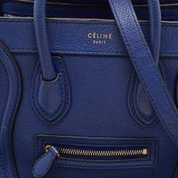 Celine Blue Leather Nano Luggage Tote