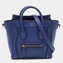 Celine Blue Leather Nano Luggage Tote