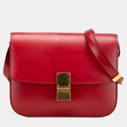 Celine Red Medium Calfskin Classic Box