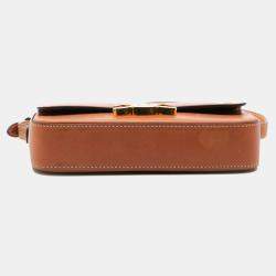 Celine Brown Leather Triomphe Claude Shoulder Bag
