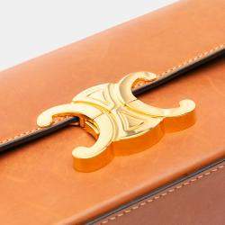 Celine Brown Leather Triomphe Claude Shoulder Bag