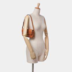 Celine Brown Leather Triomphe Claude Shoulder Bag