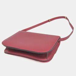Celine Red Color Leather  Classic Box Medium Shoulder Bag 