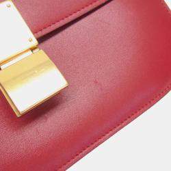 Celine Red Color Leather  Classic Box Medium Shoulder Bag 