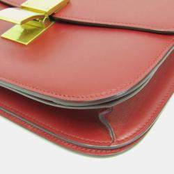 Celine Red Color Leather  Classic Box Medium Shoulder Bag 