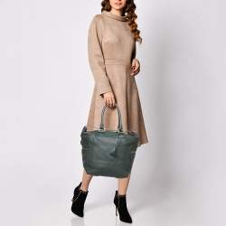 Pre Owned Celine Green Leather Convertible Tote