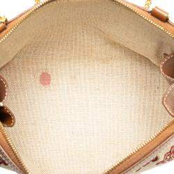 Celine Beige/Brown Triomphe Embroidered Canvas Clutch On Chain