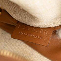Celine Beige/Brown Triomphe Embroidered Canvas Clutch On Chain