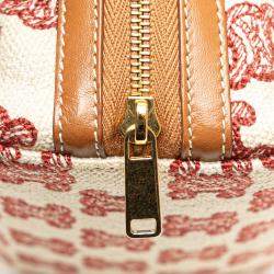 Celine Beige/Brown Triomphe Embroidered Canvas Clutch On Chain