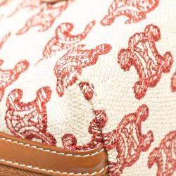 Celine Beige/Brown Triomphe Embroidered Canvas Clutch On Chain