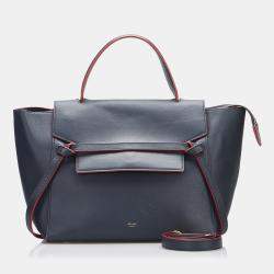 Celine Blue Calf Leather Mini Belt Satchel