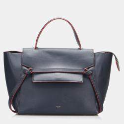 Celine Blue Calf Leather Mini Belt Satchel