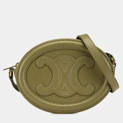 Celine Green Small Calfskin Cuir Triomphe Oval Crossbody