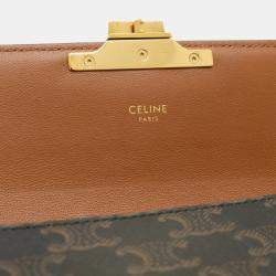 Celine Brown Canvas Triumph Shoulder Bag 