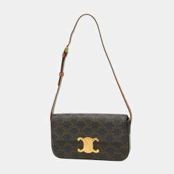 Celine Brown Canvas Triumph Shoulder Bag 