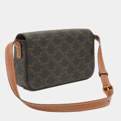Celine Brown Canvas Triumph Shoulder Bag 