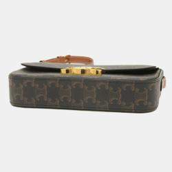 Celine Brown Canvas Triumph Shoulder Bag 