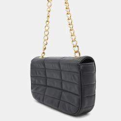 Celine Black Leather Mono Chrome Chain Shoulder Bag