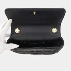 Celine Black Leather Mono Chrome Chain Shoulder Bag