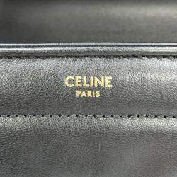 Celine Black Leather Mono Chrome Chain Shoulder Bag