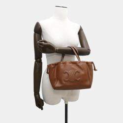 Celine Brown Leather Small Cuir Triomphe Cabas Drawstring 