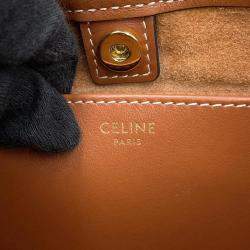 Celine Brown Leather Small Cuir Triomphe Cabas Drawstring 