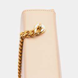 Celine Beige Shiny Calfskin Triomphe Chain Box Shoulder Bag
