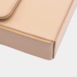 Celine Beige Shiny Calfskin Triomphe Chain Box Shoulder Bag
