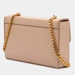 Celine Beige Shiny Calfskin Triomphe Chain Box Shoulder Bag