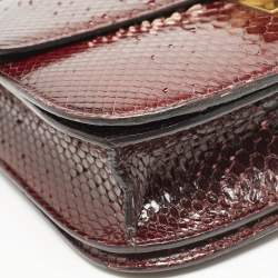 Celine Burgundy Python Medium Classic Box Shoulder Bag