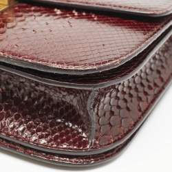 Celine Burgundy Python Medium Classic Box Shoulder Bag