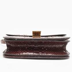 Celine Burgundy Python Medium Classic Box Shoulder Bag