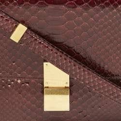 Celine Burgundy Python Medium Classic Box Shoulder Bag