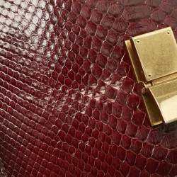 Celine Burgundy Python Medium Classic Box Shoulder Bag