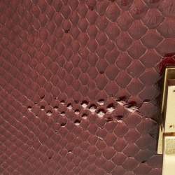Celine Burgundy Python Medium Classic Box Shoulder Bag