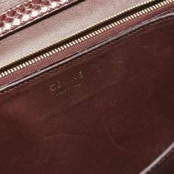 Celine Burgundy Python Medium Classic Box Shoulder Bag