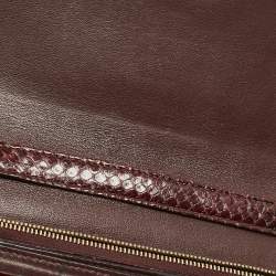 Celine Burgundy Python Medium Classic Box Shoulder Bag