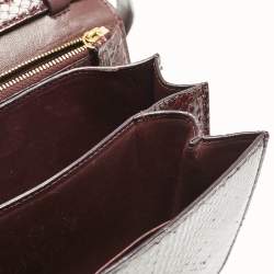 Celine Burgundy Python Medium Classic Box Shoulder Bag