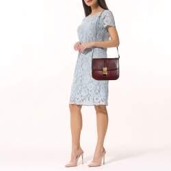 Celine Burgundy Python Medium Classic Box Shoulder Bag