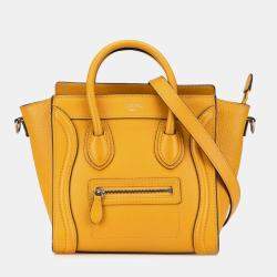 Celine Yellow Nano Leather Luggage Tote