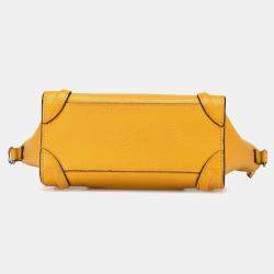 Celine Yellow Nano Leather Luggage Tote