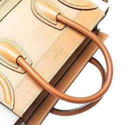 Celine Brown/White Nano Tricolor Leather Luggage Tote