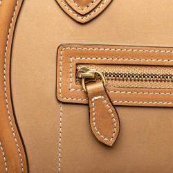 Celine Brown/White Nano Tricolor Leather Luggage Tote