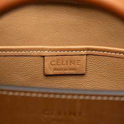 Celine Brown/White Nano Tricolor Leather Luggage Tote