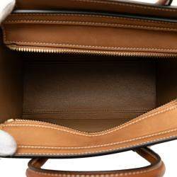 Celine Brown/White Nano Tricolor Leather Luggage Tote